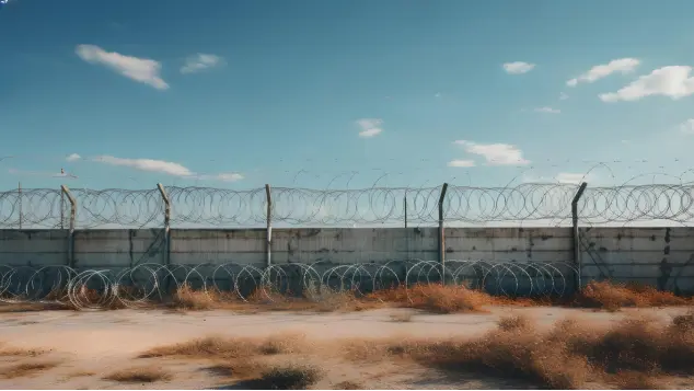 Border security patrol monitoring migrants crossing US Mexico border