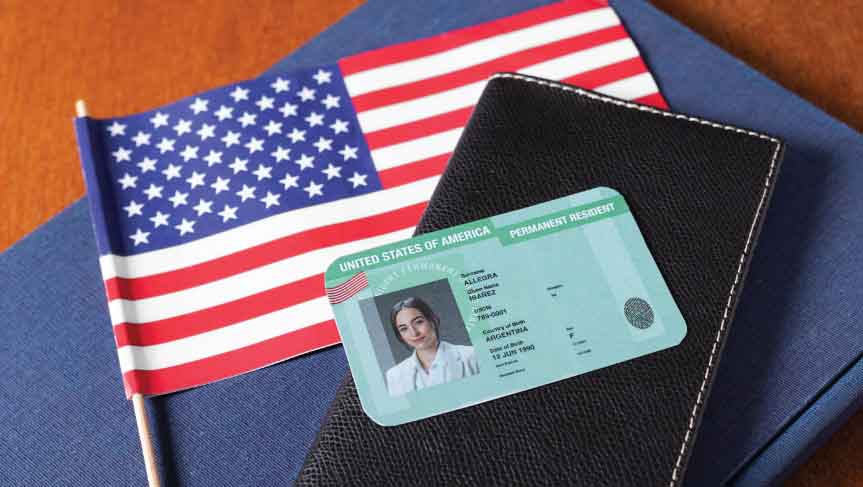 Illustration showing 5 steps of the Green Card Medical Exam process for U.S. visa applicants with USCIS civil surgeon